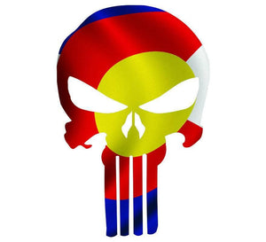 Punisher Skull Colorado Flag Window Decal Sticker Graphic - Multiple Sizes - BuckUp Tactical