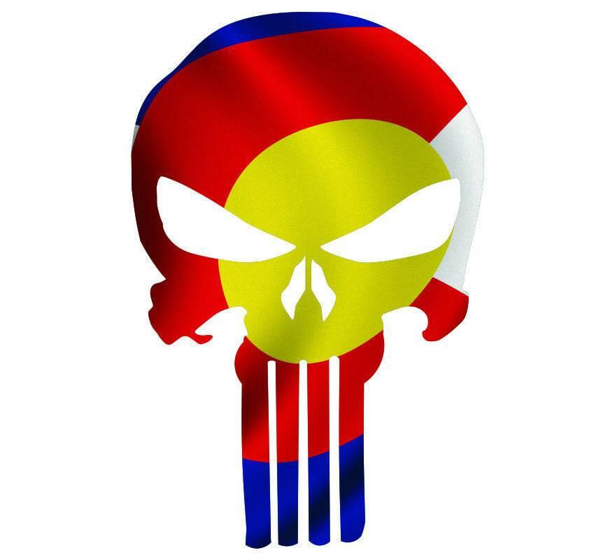 Punisher Skull Colorado Flag Window Decal Sticker Graphic - Multiple Sizes - BuckUp Tactical