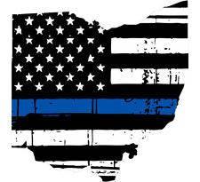 Thin Blue line decal - State of Ohio Tattered Flag Decal - Various Sizes - BuckUp Tactical