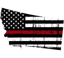 Thin Red line decal - State of Montana Tattered Flag - Various Sizes - BuckUp Tactical