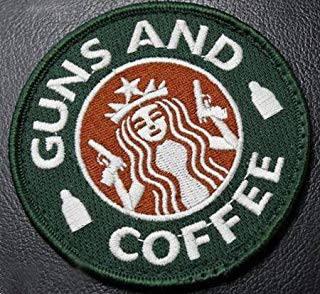 Velcro® Hook Backing Starbucks Guns and Coffee Morale Funny 3